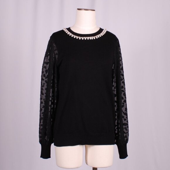 EUC Rio & Rian NY Black Embellished Neckline Sweater, Sz - M - Picture 9 of 13